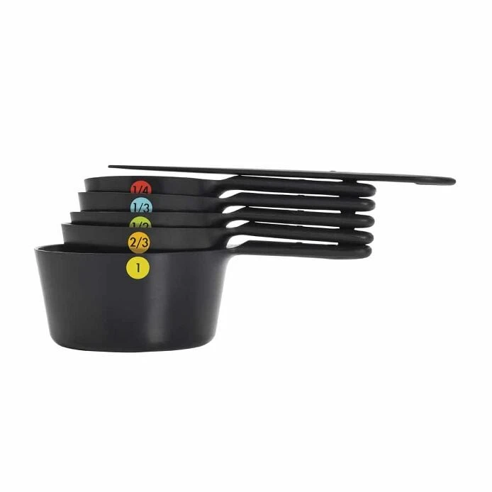 6 Piece Measuring Cups - Black 1 6 Piece Measuring Cups - Black
