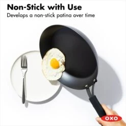 OXO Obsidian Carbon Steel 12" Frypan With Silicone Sleeve -OXO Sale Store cc005101 001 4