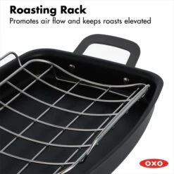 OXO Obsidian Carbon Steel Roaster With Rack 12 OXO Obsidian Carbon Steel Roaster With Rack -OXO Sale Store cc005106 001 5