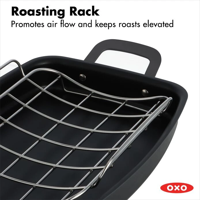 OXO Obsidian Carbon Steel Roaster With Rack 5 OXO Obsidian Carbon Steel Roaster With Rack - Image 5