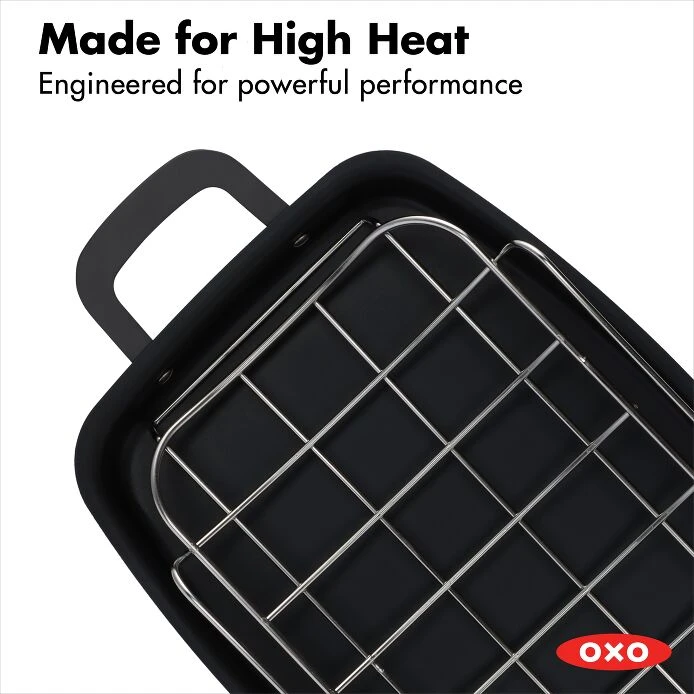 OXO Obsidian Carbon Steel Roaster With Rack 6 OXO Obsidian Carbon Steel Roaster With Rack - Image 6