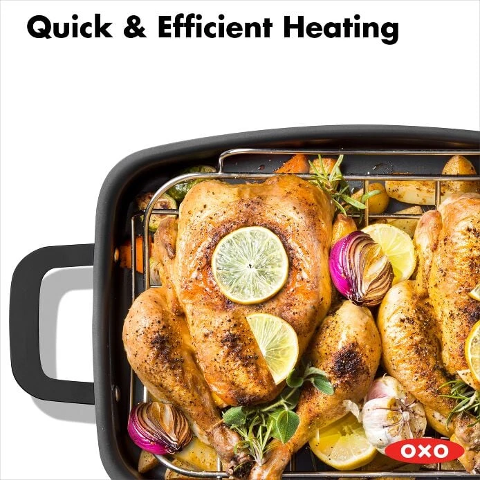 OXO Obsidian Carbon Steel Roaster With Rack 7 OXO Obsidian Carbon Steel Roaster With Rack - Image 7