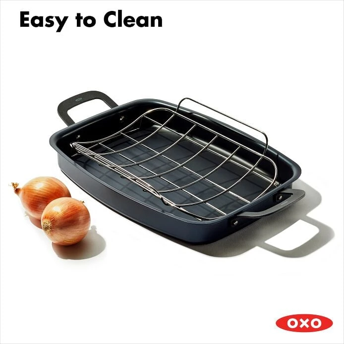 OXO Obsidian Carbon Steel Roaster With Rack 8 OXO Obsidian Carbon Steel Roaster With Rack - Image 8