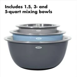 3-Piece Stainless Steel Mixing Bowl Set - Blue/Gray