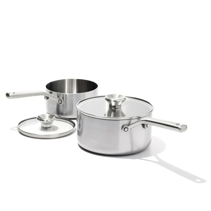 OXO Tri-Ply Stainless Mira Series 4-Piece Saucepan Set 2 OXO Tri-Ply Stainless Mira Series 4-Piece Saucepan Set - Image 2